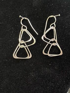 Silver free form triangleDrop Earrings